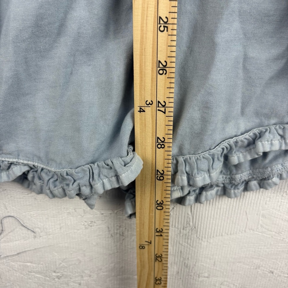 Billabong Light Blue Denim Romper with Ruffled Sleeves and V-Neckline Large - Picture 6 of 7